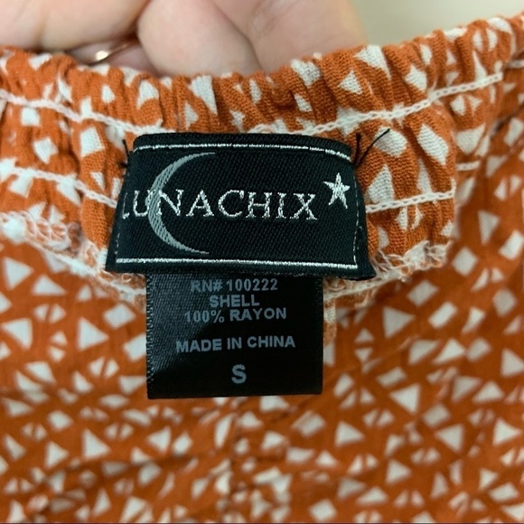 Orange Triangle Print Long Sleeve Square Back Mini Dress - Picture 5 of 7